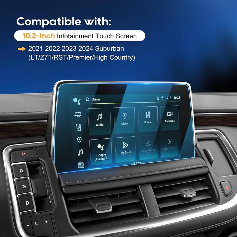 LFOTPP For 2024 Suburban Screen Protector - 2021~2024 Suburban (LT/Z71/RST/Premier/High Country) 10.2 inch Touchscreen [ClarityHD+] 2021~2024 Suburban Accessories Anti Fingerprint 9H Hardness Tempered Glass - Image 3